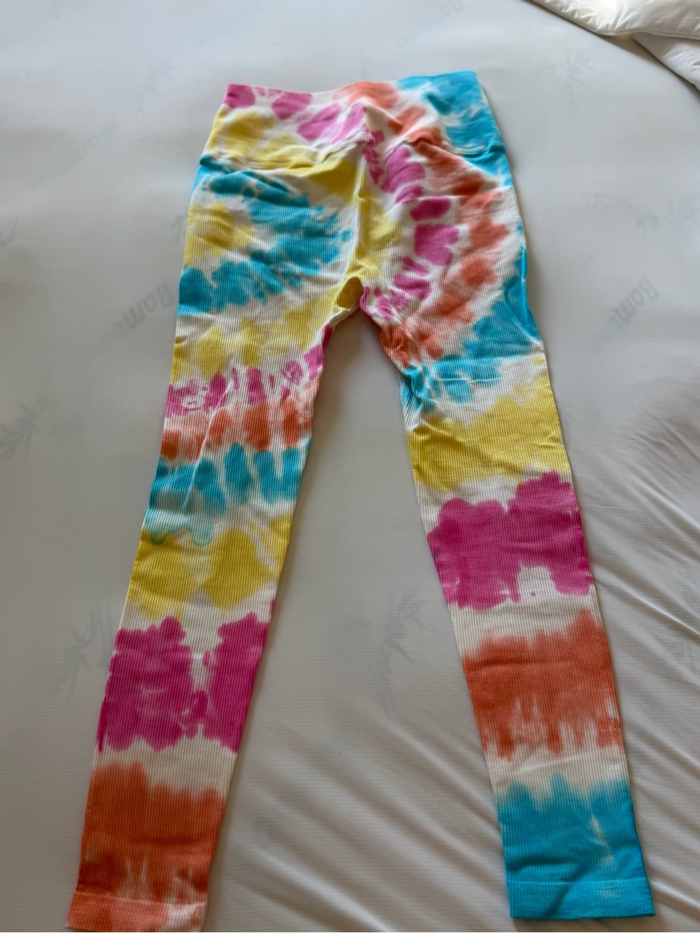 Spiritual Gangster Tie-Dye Ribbed Leggings - Pink, Blue, Yellow, Orange